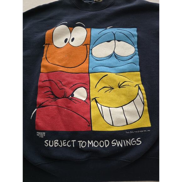 VTG Face Offs Navy Subject to Mood Swings Sweatshirt Large Freeze NY 1996 USA - Picture 2 of 13